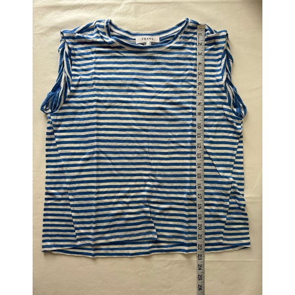 FRAME Roll Cuff Organic Linen Muscle in Jet Stream Multi Size M - Picture 11 of 11